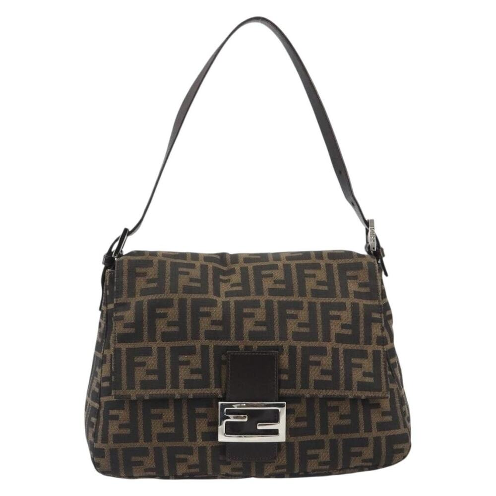 Fendi Zucca Mamma Baguette Shoulder Bag Black